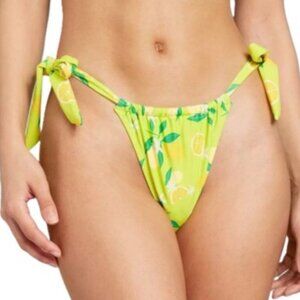 NEW Wild Fable Lemon Print Side Tie Bikini Bottom Size M Neon Yellow TARGET NWT